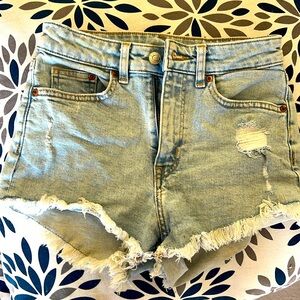 Light wash high waisted denim cut off shorts by Divided